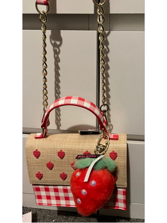Betsey Johnson Handbags - Women's Betsey Johnson Crossbody Bag One Size Beige Red strawberry crossbody bag
